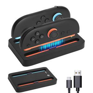 스위치 2용 CBDYWVR 충전 도크, 조이콘 LED 표시가 있는 충전기 스탠드 스테이션 및 USB Type-C 케이블