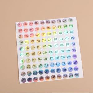 로바식 레이저 그라디언트 컬러 자가 접착 디지털 스티커 방수 번호 라벨 마킹 네일 광택제 1-500