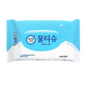 깨끗한나라 페퍼민트 휴대용 물티슈 10매 X 1팩