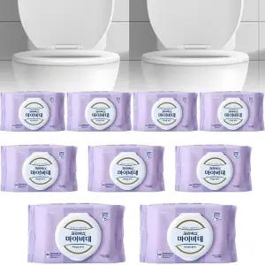40매 9팩 저자극 마이비데 센서티브케어 캡형 화장실용 클린케어 물에 잘녹는 비데티슈