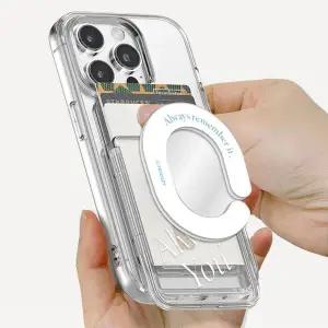 세리프 레터링 아크릴 미러 그립 톡홀더 스마트톡 투명 맥세이프 슬라이드 카드지갑 카드2장