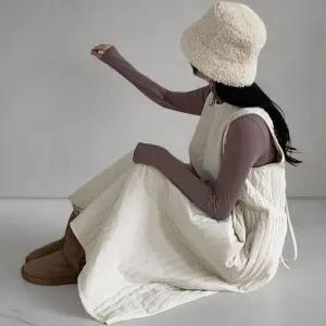 [옷자락]여성 겨울 두툼한 누빔 레이어드 롱드레스