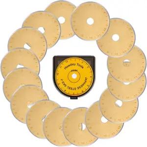 HEADLEY TOOLS 티타늄 코팅 45mm 회전 커터 블레이드 15팩은 Olfa Fiskars 예술 공예용 교체용 퀼팅