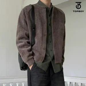 [하프클럽/탑보이]체스 크롭 니트 코듀로이 가디건 점퍼 (PB009)