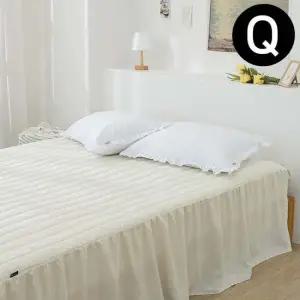 셔링 매트리스커버 밴딩 침대스커트 퀸 Q 크림 매트커버 매트리스커버 침대커버 침대매트 퀸매트커버
