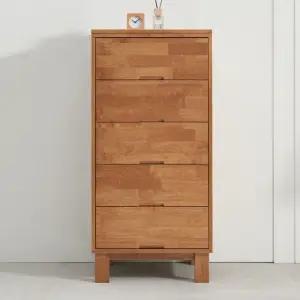 옷수납장 거실서랍장 원목 1color 600 서랍장 고무나무 5단서랍장