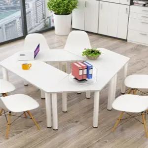 사다리꼴책상 육각형 회의 데스크 나무 접합 교육 학원