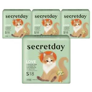 [시크릿데이] 시크릿데이 러브 날개형 생리대 소형 18Px4팩