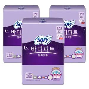쏘피 바디피트 볼록맞춤 안심숙면 슈퍼롱 오버나이트 20Px3팩