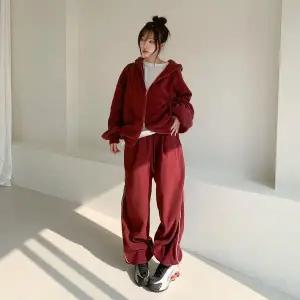 [옷자락]여성 가을겨울 포근한 오버사이즈 플리스 트레이닝 세트_P414660597