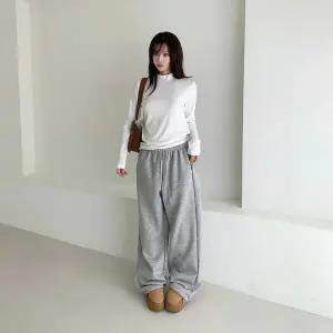 [하프클럽/옷자락]여성 루즈핏 기모 와이드 면혼합 바지