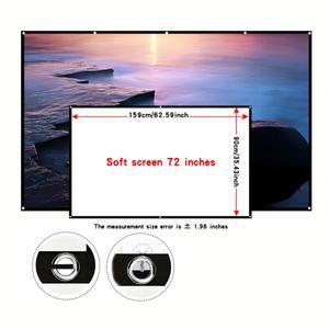 두꺼운 프로젝션 스크린. 밧줄을 가져오세요. 72인치. 접이식. 휴대 및 보관이 편리 다림질 가능