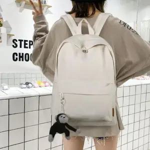 [하프클럽/]여성 튼튼한 캔버스 심플 백팩 1P 키링 포함 학생