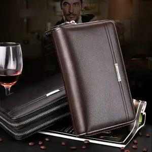 [하프클럽/]남성 2컬러 클래식한 더블 지퍼 클러치백 수납 장지갑