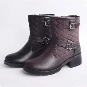 여성 버클 미들 털부츠 안감 퍼 겨울 방한화 패딩부츠