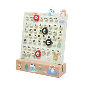 코미홈 나무 책상 달력 - 영구 플래너 선물, 월일 표시, 사무실용 장식, 액세서리 미학, 귀여운 장식 크림색 흰색