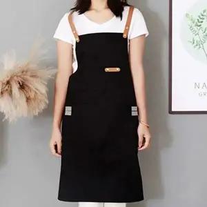[콩심팥심]앞치마 커피 음식점 면 데님 앞치마 블랙
