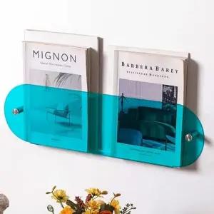 아크릴벽선반 투명블루 벽부착형 아크릴선반 무타공아크릴선반