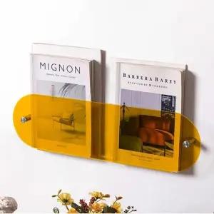 투명옐로우 무타공아크릴선반 900사이즈 무타공설치 900mm벽선반