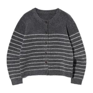 여성 베이직 스트라이프 니트 카디건 9UBAGD55_37)