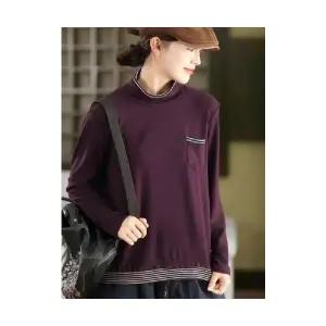 여자 맨투맨 티 셔츠 추동 스트라이프 페이크 양면 오리털 도톰 기모 상의 ST4