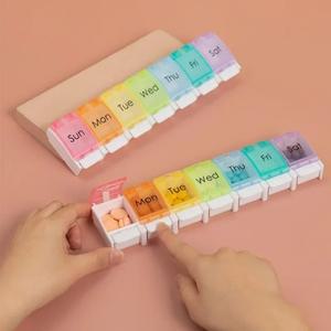 7일 주간 알약 상자 의학 단추에 대 한 다양한 태블릿 홀더 보관 케이스 오픈 박스 미니