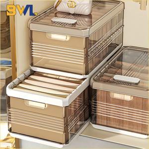 대용량 의류 정리함 가정용 옷장 레이어드 풀아웃 파티션 박스 접이식 먼지