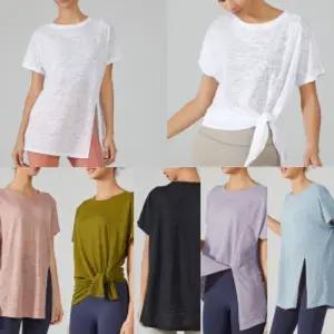 청복유한 앞절개루즈핏속건요가반팔 요가 상의운동의 운동 티셔츠 편한 필라테스의 라스의