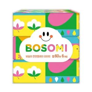 깨끗한나라)보솜이 펀앤플레이 물티슈(캡형 60매x6개입)사무실 가정용 청소용 다용도 회사 학교 캡형 물티