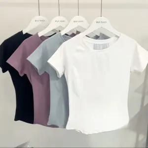 바른질감여성용속건성반팔스포츠티셔츠런닝슬리밍 요가탑여름용얇고통기성좋은피트니-스 운동복 트레이닝