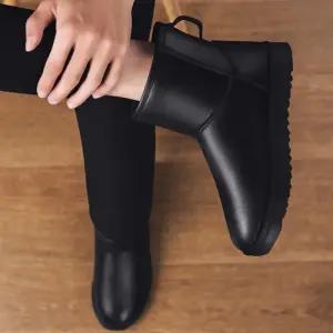 남성 겨울 방한 블랙 레더 사이드 지퍼 기모 신발 부츠털여성 남자 키즈 부츠 유아 여아 아기 미들 방한화