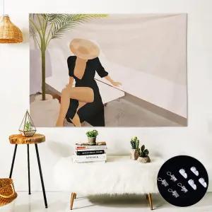 인테리어 벽장식 소품 패브릭 포스터 가리개 커튼커텐 가림막 문가림막 거실 레트로 바란스