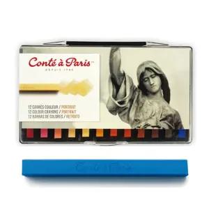 콘테 고급소프트스틱파스텔 12색 - 인물화전문가 연필 세밀화 세트 칼라