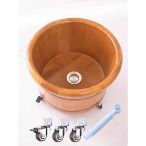 원목 족욕통 자동배수 뚜껑포함 깊이 25cm 가정용 보온형 모서리 둥근