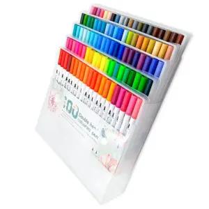 더블 헤드 붓펜마커 세트 100색-화이트바화방마카 드로잉 용품 스케치 컬러 디자인 그림