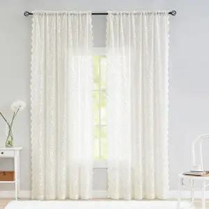 햇살감성 화이트 레이스 커튼(130x260cm) (봉집형)인테리어 가리개 속커튼 꾸미기 커텐 디자인 포인트