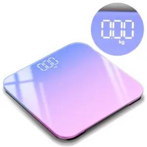 LED 디지털 미니 체중계 오로라퍼플 몸무게 기여행용 저울 체증계 채중계 전자 가정용 온도측정 강화유리