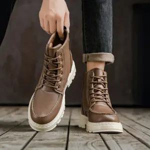 남자 가죽 워커부츠 키높이 통굽 남성 데일리 패션슈즈 높이 겨울 트레킹 밀리터리 방한 구두