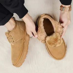 남성 따뜻한 퍼안감 누벅 윈터 방한 데일리화겨울데 커플슈즈 쿠션솔 슬립온스타일 코디 캐주얼 기모신발