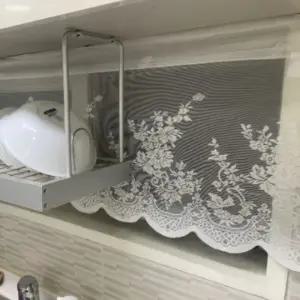 화사한 주방 창문가림막 레이스 짧은커튼 화이트 손쉬운설치 커텐 북유럽풍인테리어 은은한디자인 고급스런