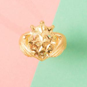 한돈 / 반돈 손하트 순금 돌반지 [24k]