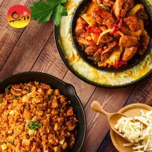[매장꿀조합]유가네 닭갈비 4인 세트 (닭갈비 600g 2팩+볶음밥 4팩+치즈)
