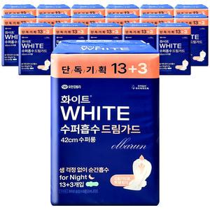 화이트 수퍼흡수 드림가드 수퍼롱 오버나이트 (13+3)16매x18개-1박스
