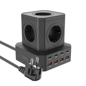 UM2 5구 USB 충전 타워 멀티탭 PD PPS 8포트 접지 플러그 UMAC-65WTOWER 블랙