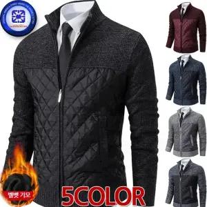 남성 가을겨울 WARM 뉴 니트 듀스포 퀼팅 스탠드카라 벨벳기모 가디건 집업 점퍼 발열 방풍 자켓 5칼라 /4