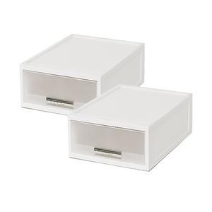 1호 1단 40cm 화인 화이트 스텝 서랍박스 2P 수납박스 오피스용품 플라스틱서랍장 서류정리함 멀티박스