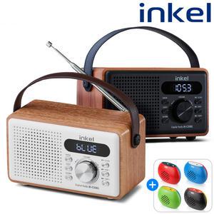 인켈 IK-C35RS 휴대용 레트로 블루투스 스피커 FM 라디오 시계 알람 올인원