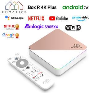 셋톱 박스 HOMATICS R 4K 플러스 TV 안드로이드 11 넷플릭스 구글 Amlogic S905X4 4G3 2G 지지대 DTS 돌비 오디오 AV1 Wifi6 BT5