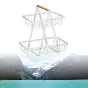 고품질 수납바구니 마트정리 손잡이 2단 멀티바구니 화이트 (WFHDZC8)