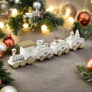 해피크리스마스원목기차(4칸)(화이트)장식품 (WFHWQOP)